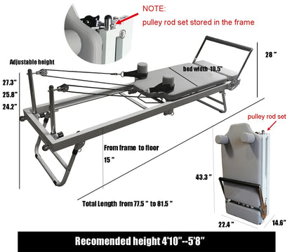 Pilates Reformer Machine for Home ,Foldable Pilate for Strengh Training
